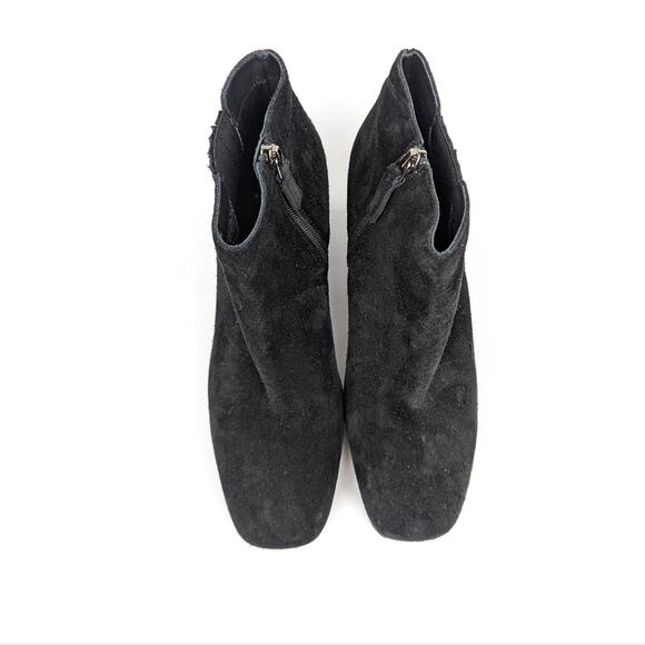 Aquatalia Charlotte Black Suede Block Heel Ankle Boots Size 7 - Picture 4 of 9